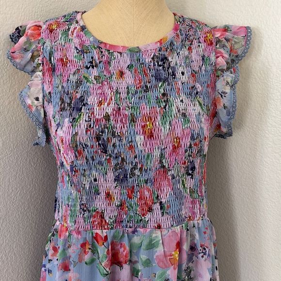 NWOT Lost and Wander Down to Earth Smocked Garden Midi Dress Size L - Picture 3 of 12